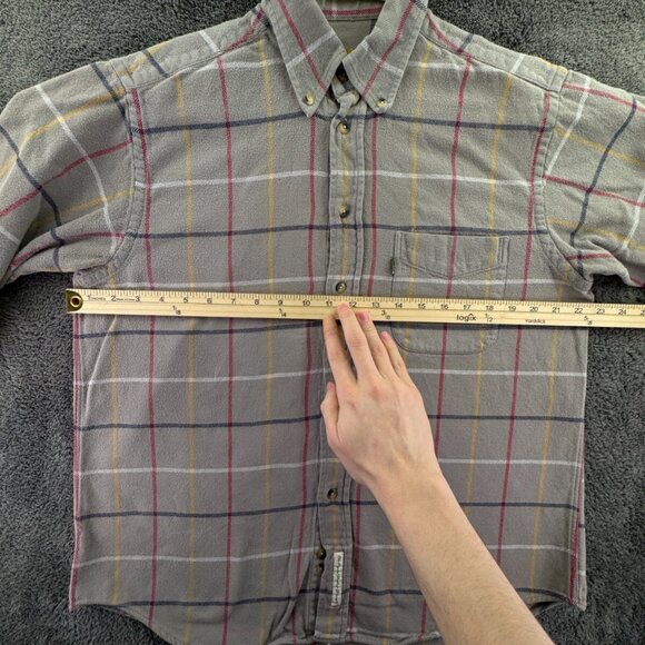 Barbour Flannel Coloured Tattersall Button Up Shirt Adult Gray Check Medium Men - Picture 4 of 13